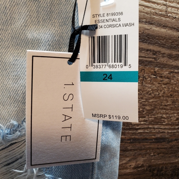 NWT 1. State Essentials Corsica Light Wash Distressed designer Jeans Womens 24 - Picture 3 of 5